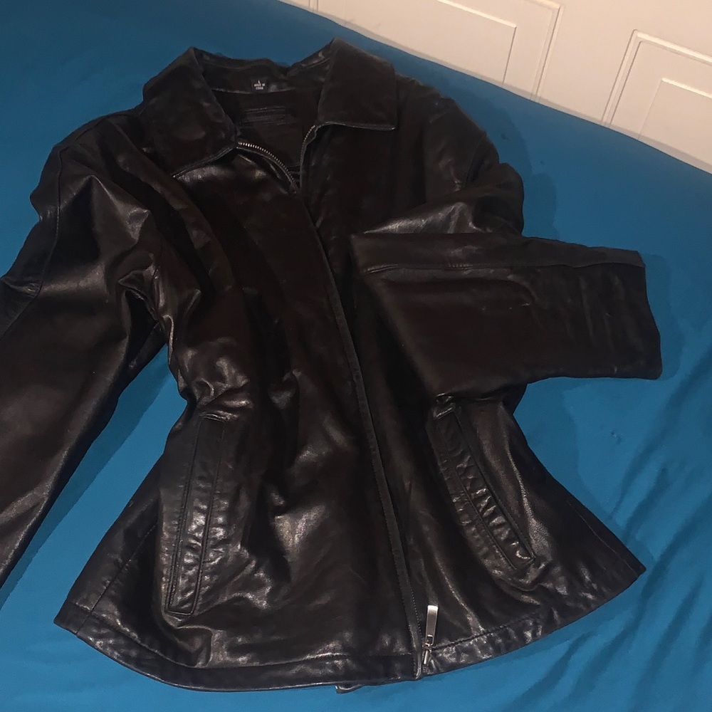 Black Leather Bomber Jacket